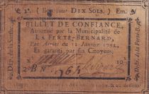 France 10 Sols - Sarthe - Municipalité de La-Ferté-Bernard - 12-01-1792