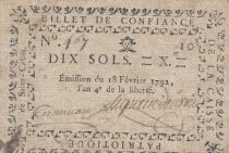 France 10 sols - Sarthe - Patriotic fund of Saint Calais - Not founded - 1792