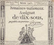 France 10 Sous - Femmes, bonnet frigien (23-05-1793)  - Sign. Guyon - Série 945