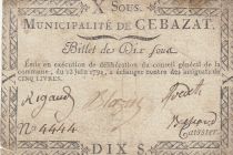 France 10 sous - Puy de dôme - Municipalité de Cebazat - 1792