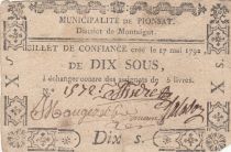 France 10 sous - Puy de dôme - Municipality of Pionsat - 1792