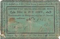 France 10 sous - Yonne - Muncipalité de Sens - 1793