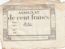 France 100 Francs - 18 Nivose An III - (07.01.1795) - Sign. Bellet - Serial 5255