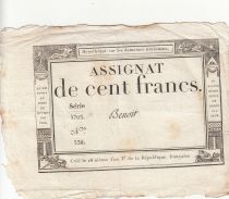 France 100 Francs - 18 Nivose An III - (07.01.1795) - Sign. Benoit - Serial 1703