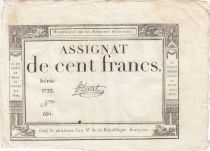 France 100 Francs - 18 Nivose An III - (07.01.1795) - Sign. Chevrot - Serial 1733