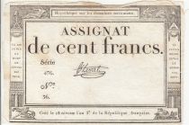 France 100 Francs - 18 Nivose An III - (07.01.1795) - Sign. Chevrot - Serial 476