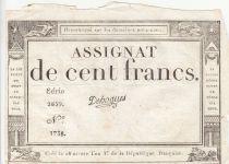 France 100 Francs - 18 Nivose An III - (07.01.1795) - Sign. Dehogues - Serial 2859