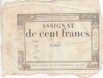 France 100 Francs - 18 Nivose An III - (07.01.1795) - Sign. Lenoir - Serial 722