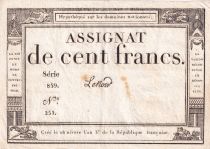 France 100 Francs - 18 Nivose An III - (07.01.1795) - Sign. Lenoir - Serial 859