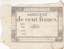 France 100 Francs - 18 Nivose An III - (07.01.1795) - Sign. Mane - Serial 4271