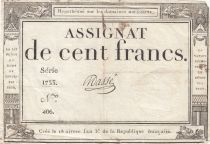 France 100 Francs - 18 Nivose An III - (07.01.1795) - Sign. Masse - Serial 1733