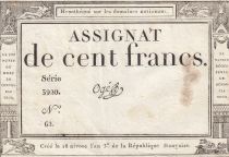 France 100 Francs - 18 Nivose An III - (07.01.1795) - Sign. Ogé - Serial 3920