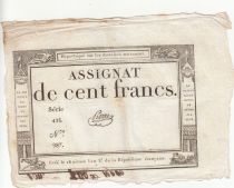 France 100 Francs - 18 Nivose An III - (07.01.1795) - Sign. Pierre - Serial 425