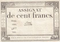 France 100 Francs - 18 Nivose An III - (07.01.1795) - Sign. Saxy - Serial 2906