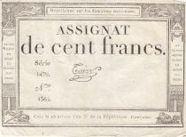 France 100 Francs - 18 Nivose An III - (07.01.1795) - Sign. Taizy - Serial 1479