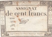 France 100 Francs - 18 Nivose An III - (07.01.1795) - Sign. Taizy - Serial 3932