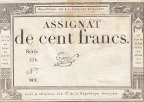 France 100 Francs - 18 Nivose An III - (07.01.1795) - Sign. Taizy - Serial 591