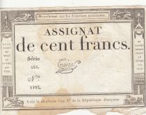 France 100 Francs - 18 Nivose An III - (07.01.1795) - Sign. Taizy - Serial 591