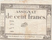 France 100 Francs - 18 Nivose An III - (07.01.1795) - Sign. Tuet - Serial 4175