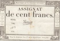 France 100 Francs - 18 Nivose An III - (07.01.1795) - Sign. Varnier - Serial 946