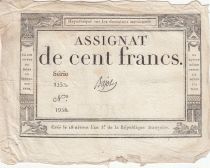 France 100 francs - 18 Nivose An III - 1794 -  TB+ - Sign. Bajot - Série 1232