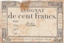 France 100 francs - 18 Nivose An III - 1794 -  TB - Sign. Bellet - Série 4692