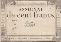 France 100 francs - 18 Nivose An III - 1794 - Sign. Bert - Serial 785