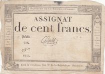 France 100 francs - 18 Nivose An III - 1794 - Sign. Chapotot - Serial 786