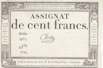 France 100 francs - 18 Nivose An III - 1794 - Sign. Chevrot - Serial 2971