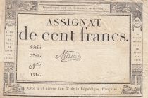 France 100 francs - 18 Nivose An III - 1794 - Sign. Mane - Serial 3748