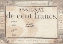 France 100 francs - 18 Nivose An III - 1794 - Sign. Saxy - Serial 4329