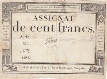 France 100 francs - 18 Nivose An III - 1794 - Sign. Vienoz - Serial 33