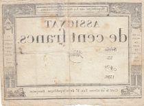 France 100 francs - 18 Nivose An III - 1794 - Sign. Vienoz - Serial 33