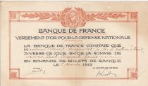 France 100 francs - Gold Payment Receipt for National Defence - 1915