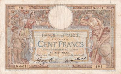 France 100 Francs - Luc Olivier Merson - 22-03-1934 - Srie N.44213