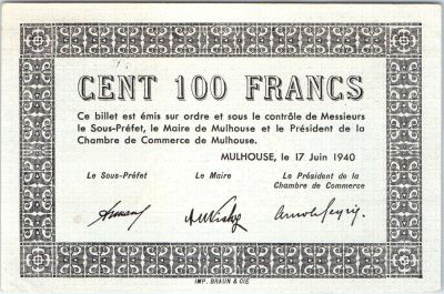 France 100 Francs , Mulhouse Chambre de Commerce, Srie C