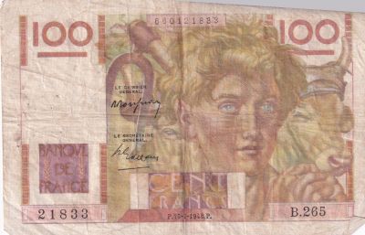 100 francs Trésor Français - Banknotes - Europe - France - Face value 100  Francs