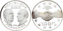 France 100 Francs Argent De Gaulle, Adenauer - 1994 - Frappe BE