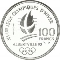 France 100 Francs JO Albertville - Cross Country Skiing - 1991 - Proof - with certificate