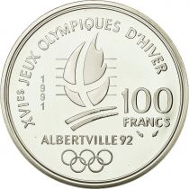 France 100 Francs JO Albertville - Ice Hockey - 1991 - Proof - with certificate