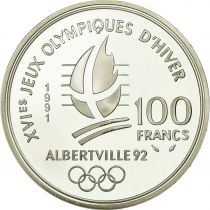 France 100 Francs JO Albertville - Ski Jumping - 1991 - Proof - with certificate