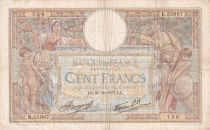 France 100 Francs Luc Olivier Merson - 21-10-1937 - Serial K.55967