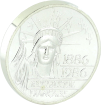 France 100 Francs Statue of Liberty, Piedfort - 1986 - Silver - Without box and certificate - BU