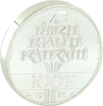 France 100 Francs Statue of Liberty, Piedfort - 1986 - Silver - Without box and certificate - BU