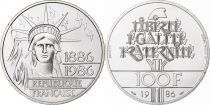 France 100 Francs Statue of Liberty, Piedfort - 1986 - Silver - Without box and certificate - Proof