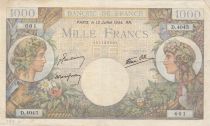 France 1000 Francs - Commerce and Industry - 13-07-1944 - Serial D.4045