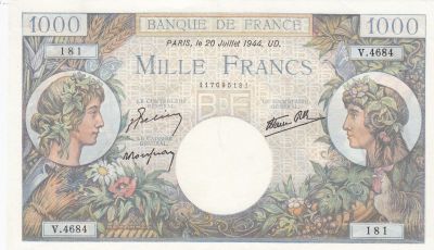 1000 francs Trésor - Banknotes - Europe - France - Face value 1000 Francs