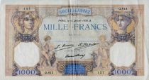 France 1000 Francs Ceres and Mercury - 14-01-1930 Serial Q.812 - VF