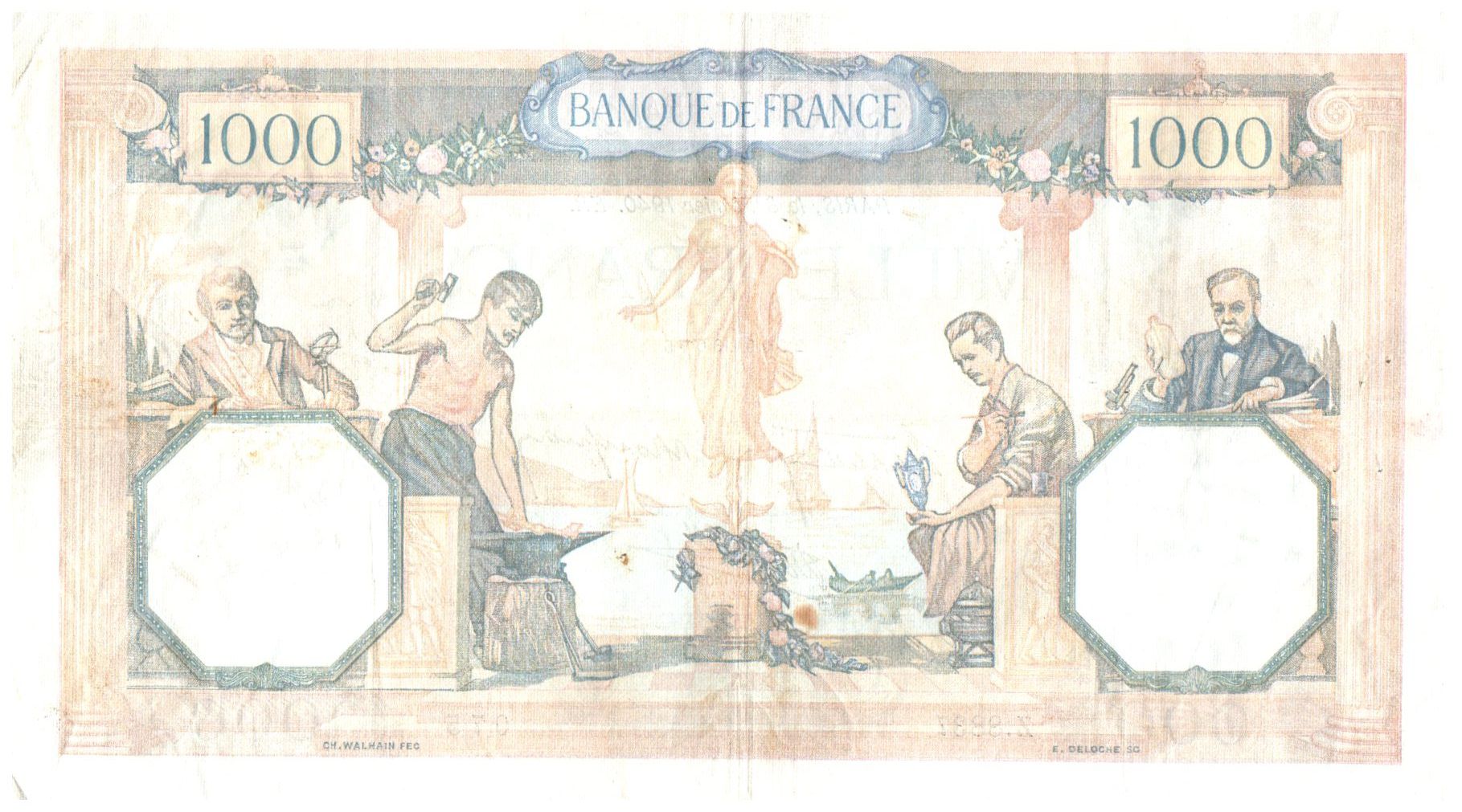 Billet France  1000  Francs C r s et Mercure 08 02 1940 