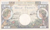 France 1000 Francs Commerce and Industry - 24-10-1940 Serial A.52